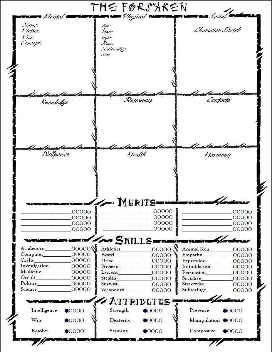 vampire the requiem - character sheet pad - ing - Comprar Jogos de  Role-play antigos no todocoleccion