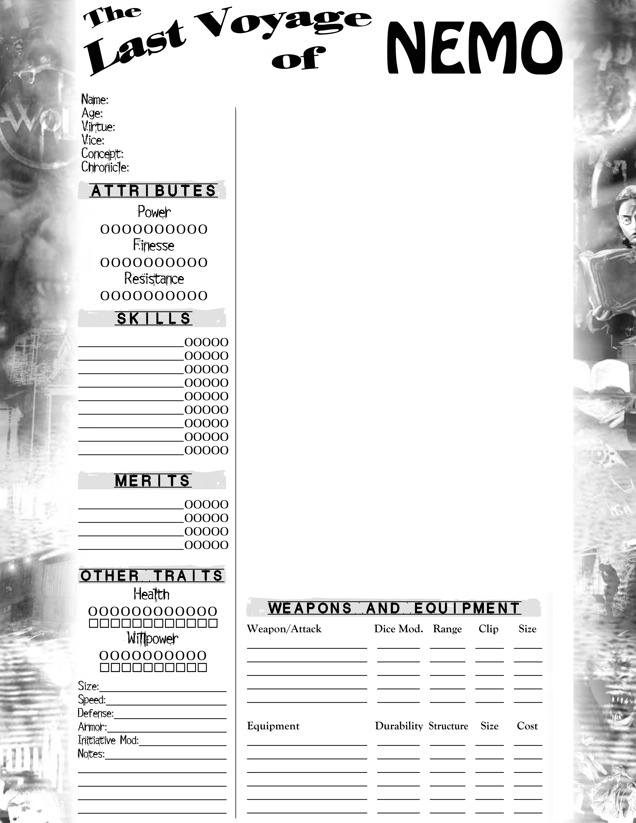 By Night Studios Vampire Character Sheet Expanded by ArcanaJester